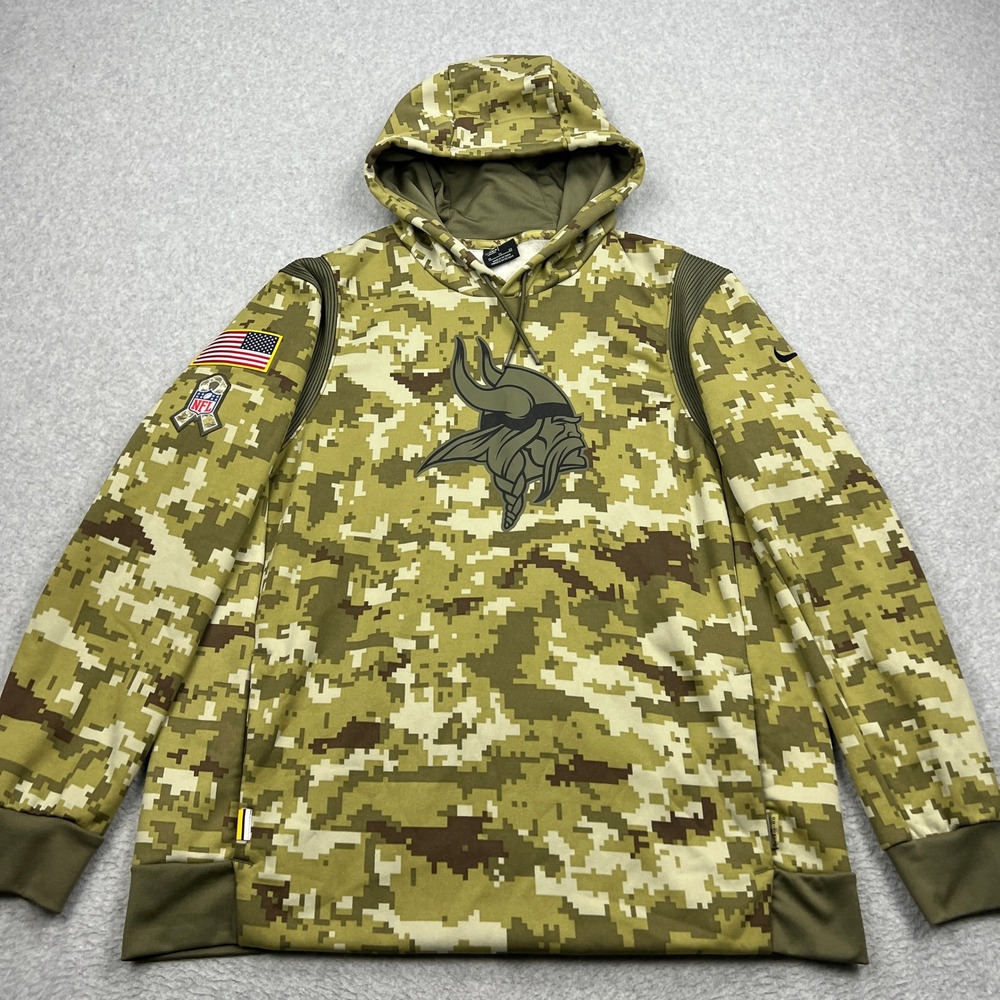 Nike Minnesota Vikings Salute To Service Hoodie Men's XL Camo On-Field Dri-Fit